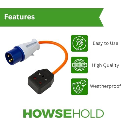 HowseHold 16amp to 13amp Adapter 3 Pin to UK Socket Converter 110v To 240v Converter Hook Up Camping, Generators & Caravan Mains Hookup 250V 16A Electric 16amp Plug Sockets — view 3