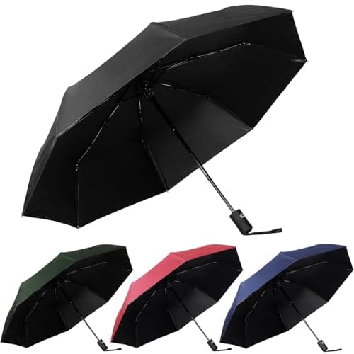 Kajaia 4 Pack Windproof Travel Umbrellas, Automatic Open and Close Folding Rain Umbrella Compact Collapsible for Men Women, Multicolor, 38.5 inches/ 98 cm