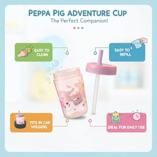 HOX Peppa Pig Family Kelso Soft Straw Cup – 443ml — view 2