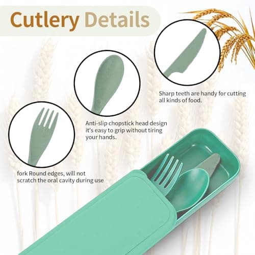 DIYJEP 6 Sets Travel Cutlery Set with Case, Portable Utensils(6 Colours) — view 3