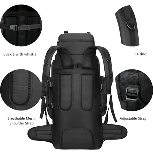 Mxaeyar 90L Hiking Backpack Large Capming Rucksack Waterproof Hiking Daypack Black Daypack for Mountaineering Travelling Climbing Outdoor Tekking Backpack for Men Women — view 6