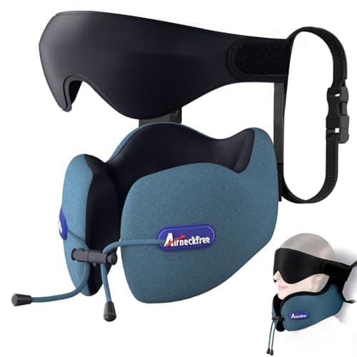 Air Neck Free Travel Neck Pillow for Airplane,Memory Foam,3D Eye Mask