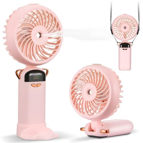 Kssvzz Portable Handheld Fan with Water Mist Spray - Pink