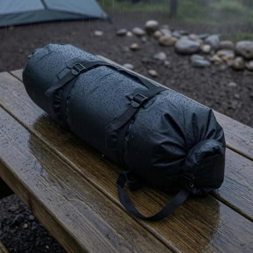 AsrMyjcx Waterproof Storage Pouch Compression Sack Lightweight Ripstop Nylon Buckle-Fastened Strap Roll-Top Closure Suitable for backpackers trekking gear storage trips, Black — view 2