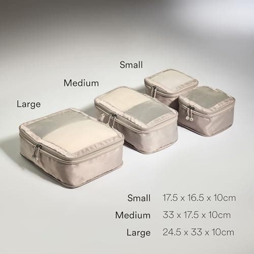 Antler Essential Compression Packing Cubes for Travel, Set of 4, Taupe — view 3