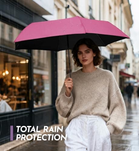 LILAC Mini Compact Umbrella, Lightweight Folding Parasol UPF 100 Rain Gear — view 6