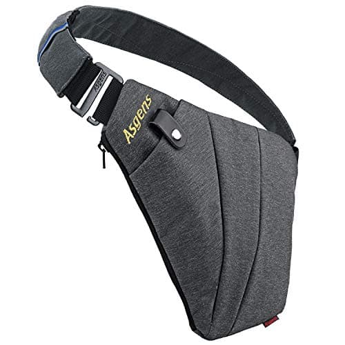 Asgens Crossbody Sports Chest Bag Practical Multi-purpose Anti-theft Security Sling Bag Waterproof Messenger Bag Leisure Portable for Teenagers&Adults Travel Outdoor(Gray, Right Handed)