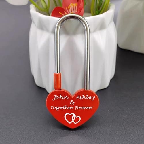 Personalised Padlock Engraved Padlock Love Locks Padlocks for Her Him Girls Couples Lover Custom Gifts for Birthday Anniversary Wedding Trip Travel Valentine Day (Design 3) — view 5