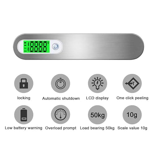 WUBAYI Luggage Scale Digital Electronic Travel Scale Hanging Scale Weight Scale Travel Accessories 110lb/50kg Capacity With Tare Function Backlit LCD Display Designed For Suitcase Luggage — view 3