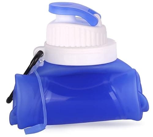 vellichor Leak-Proof Ultra-Light Collapsible Foldable Drinking Water Bottle - BPA-Free Sports Folding Bottle for Cycling, Fitness, Outdoor Activities - 500ml (Blue), Folds Incredibly Small for Drinks — view 5