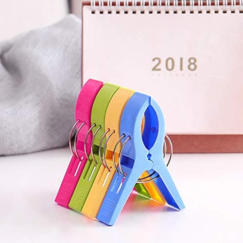 URAQT Beach Towel Clips, 8 Pcs Large Laundry Clip Towel Pegs, Bright Color Plastic Quilt Clips for Sunbeds, Sun Loungers, Pool Chairs, Laundry — view 4