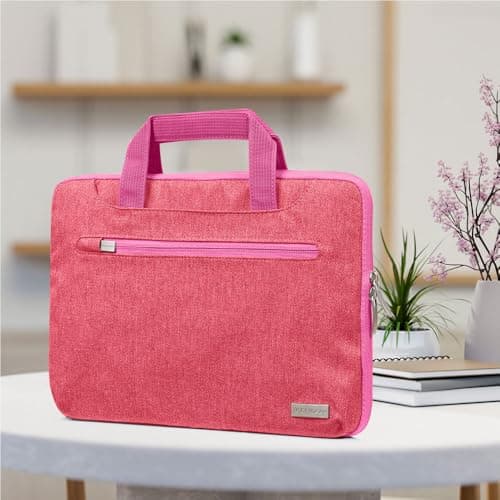 TECHGEAR Case for 12.8" - 13.6" Laptops, Portable Multi-function Laptop Case with Adjustable Shoulder Strap, Luggage Strap & Suppressible Handles, Portable Sleeve Organiser Case Cover + Pockets PINK — view 3