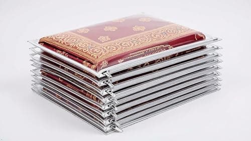 Set of 10 Transparent Saree Covers with Stainless Steel Zip Lock | Golden Border Storage Bags for Single Saree Pack | 14x17 Inch Clothes Organizer for Wardrobe & Travel Use — view 6