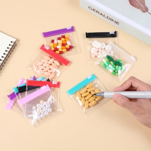 12 Pcs Zippered Pill Pouch Reusable Mini Seal Storage Bags Slide Lock Portable Medicine Baggies Self-Sealing Travel Plastic Case for Small Items Organizing Home Office — view 6