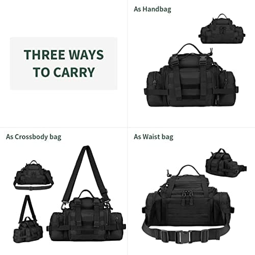 Huntvp Waist Bag Molle Fanny Pack Bumbag Sling Shoulder EDC Bag Carry-on Bag Handbag for Working Camping Hiking Outdoors Activities Black — view 4