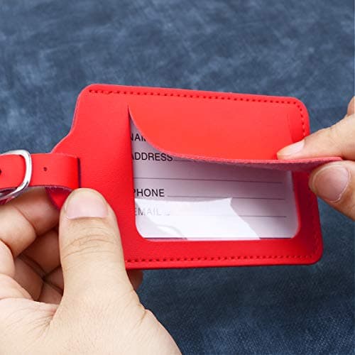 flintronic Travel Luggage Tags, 2PCS Baggage Labels, Suitcase ID Tags, Handbag Tag Labels, Luggage Suitcases Tags for Preventing Loss of Bags and Suitcases(Red) — view 6
