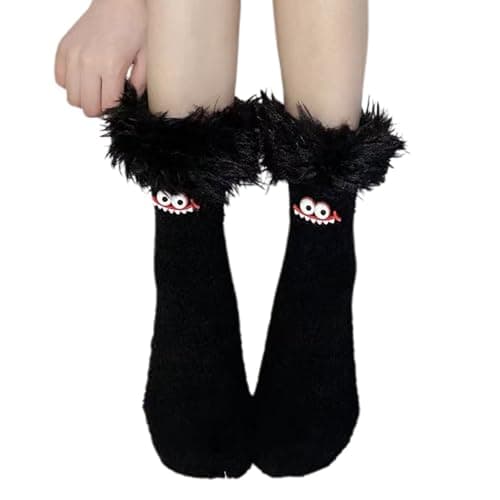 3D Animal Socks Women Teenage Girls Gifts Knit Sloth Hugging Novelty Funny Soft Warm Thermal Slipper Socks Ladies Knitted Home Bed Sock Cute Christmas Presents Black — view 3