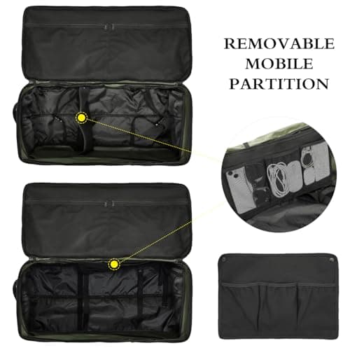 TAIHOYIN Large Foldable Duffle Bag with Wheels 85-100L Expandable Wheeled Holdall Extra Large Travel Rolling Duffel Bags for Men Women Collapsible Big Soft Luggage Camping, Green — view 4