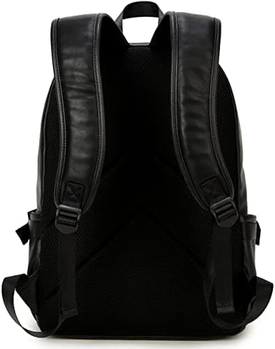 Baosha BP-20 Unisex PU Leather Causal Daypack Laptop Computer Bag 15.6 inch College School Backpack Shoulder Bags Outdoor Weekend Travel Rucksack (Black) — view 3