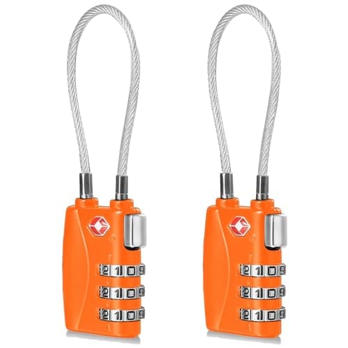 CFMOUR Suitcase Locks, 3-Dial TSA Approved Luggage Lock with Flexible Cable