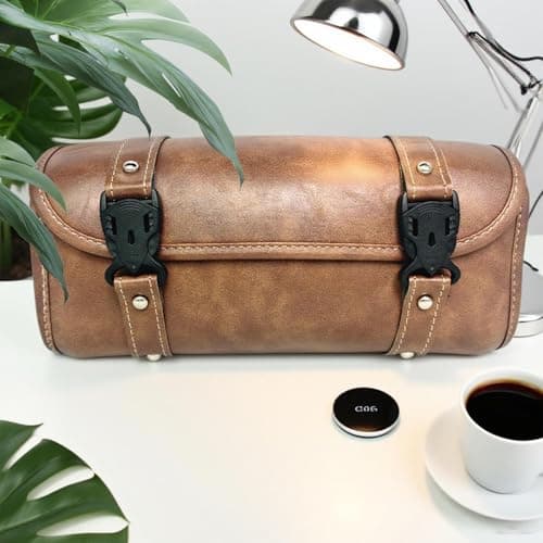 Motorcycle Tail Bag,Outdoor Motorcycle Luggage Bag Carrier | Leather Storage Organizer Gear Pouch for Men Women Bike Luggage Cycling Accessories Electric Scooter Road Trip Travel — view 3