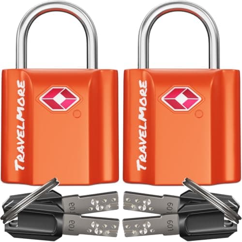 TravelMore Suitcase Padlocks with Keys, TSA Approved Travel Luggage Locks