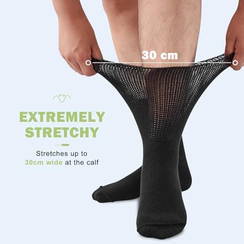 inaWarm Diabetic Grip Socks for Men & Women, 3 Pairs, Extra Wide Black 9-12 — view 2