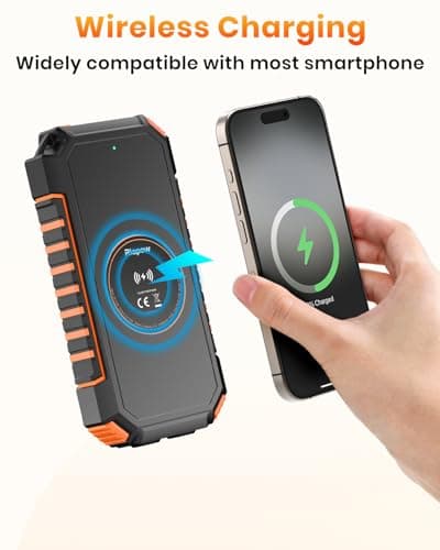 Riapow Solar Power Bank 20000mAh Fast Charge 3A Wireless Portable Charger — view 3