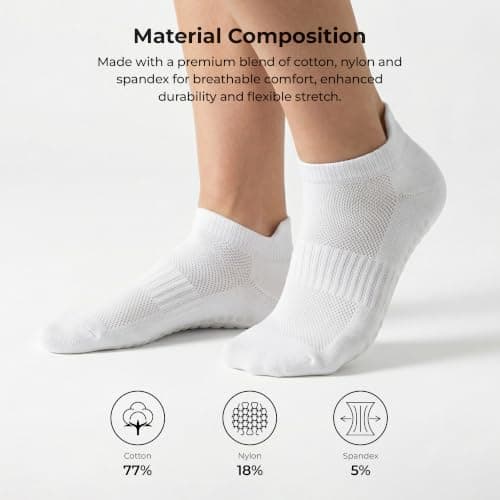 AMELLE Women's Grip Pilates Socks, 4 Pairs, Non Slip Yoga Socks — view 4