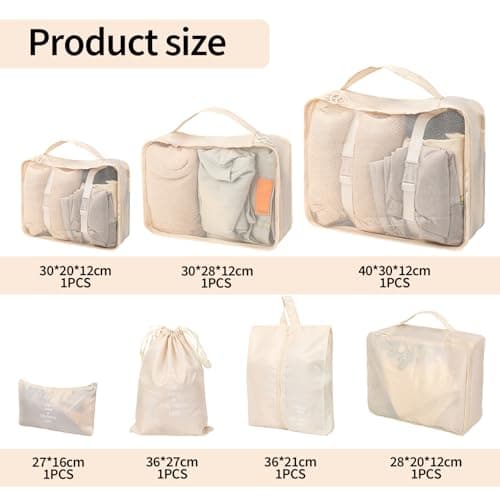 7 Pcs Compression Packing Cubes for Suitcases, Travel Packing Cubes, Lightweight Suitcase Organiser Bags, Luggage Bags for Travel Bag Organizers — view 2