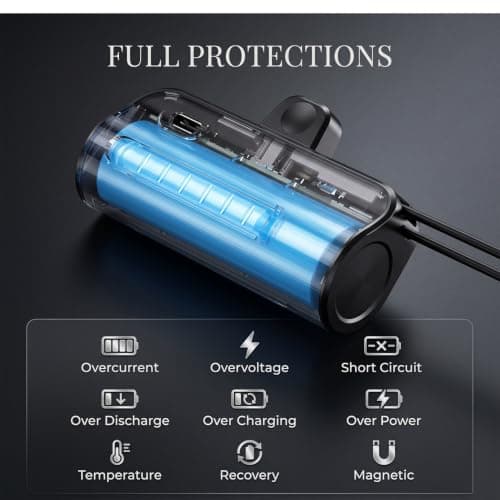 Nano Power Bank, Mini Portable Charger with Built-In USB C 5000mAh Battery Pack Fast Charging Pocket Size compatible for iPhone, for Samsung Galaxy, for Earbuds and for other devices — view 5