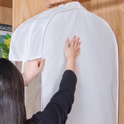 Syeeiex 3x Luxury Cotton Garment Bags for Hanging Clothes, 43 inch Suit Bag — view 4