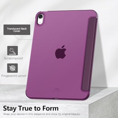 SU for iPad (A16) 11th Generation 11 Inch 2025/ iPad 10th Generation 10.9 Inch 2022, Slim Stand Hard PC Translucent Back Shell Smart Cover, Support Touch ID, Auto Wake/Sleep (Purple) — view 3