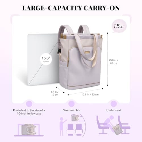 GOLF SUPAGS Convertible Computers Backpack for Women Casual Daypack Notebook Tote Bag for Work College Travel Leisure (Taro Purple & White) — view 2
