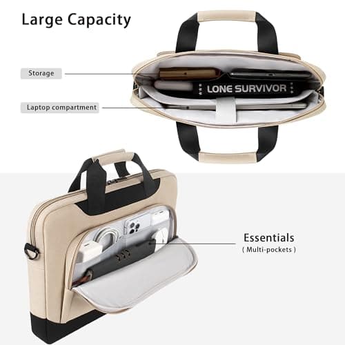 DOMISO 15-15.6 Inch Laptop Sleeve Business Briefcase Computer Case Compatible with Lenovo 15.6" Ideapad 330/16" MacBook Pro/HP EliteBook 850 G3/Envy x360 15/Latitude 3580/Acer Chromebook/Asus,Beige — view 5