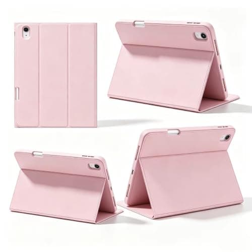 Case for iPad & Keyboard, Compatible with 11/10.9 Inch A16 11/10th Generation 2026 2025, Full Protection Magnetic Cover for iPad Model A3354 A3355 A3356 A2696 A2757 A2777, with Pencil Holder, Pink — view 2