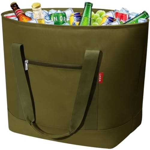 LHZK Jumbo Insulated Cooler Bag, Heavy Duty PU Insulated Grocery Bag, 50L