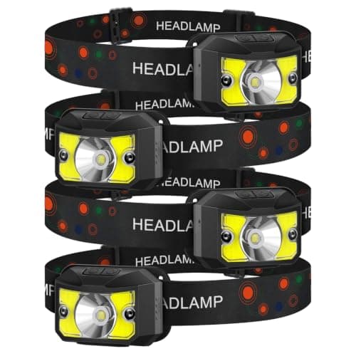 4 Pack Rechargeable Head Torch, Waterproof Super Bright LED Headlamp