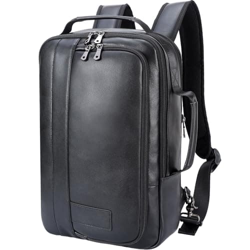 TIDING Genuine Expandable Leather Backpack for Men 15.6" Laptop