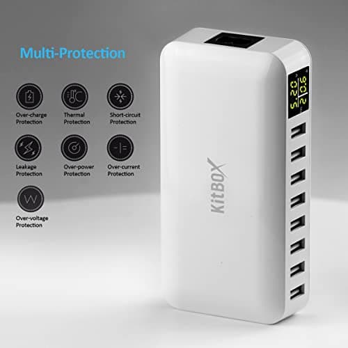 Kitbox Phone Charger Hub 40W 8-port USB Charging Station Multi USB Plug Charger Tower 5V Power Adapter for iPhone 16 m15 14 13 12 11 Samsung and Multiple Devices — view 4