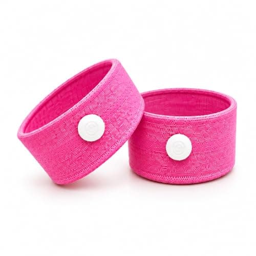 Glamza Anti-Sickness Travel Bands - Acupressure Wristbands for Motion Sickness and Nausea Relief (X1 Pair (Pink))