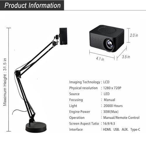 STDZQCWY Portable LED Art Projector for Tracing, HD Image Projection, with IOS/Android/WiFi/USB/HDMI Support, Desktop & Wall Canvas Projection, for Sketching, Painting & Cake Decorating — view 2