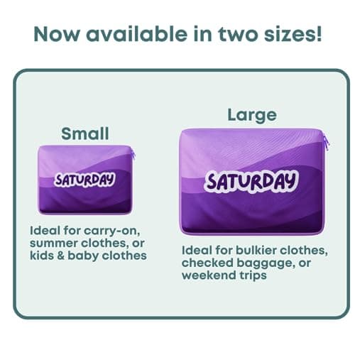 Sharing the Road Packing Cubes for Kids & Baby Days of the Week 7 Set Daily Outfit Suitcase Organizers for Boys and Girls Summer Camp, Cruise, and Family Vacation (Large) — view 4
