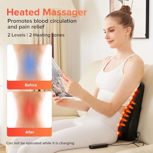 Cordless Shiatsu Back and Neck Massager with Heat,Rechargeable Electric Massage Pillow Back Massager for Women/Men/Mom/Dad - Deeper Tissue 4D Kneading Massage for Shoulder, Neck Use at Home, Office — view 5