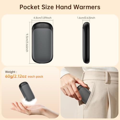 Jonwall Hand Warmers Rechargeable, 2 Pack Electric Hand Warmer Reusable Portable Handwarmers with 3 Levels Heat, USB Pocket Warmer Warm Gifts for Men Women Outdoor Camping Golf Fishing — view 5