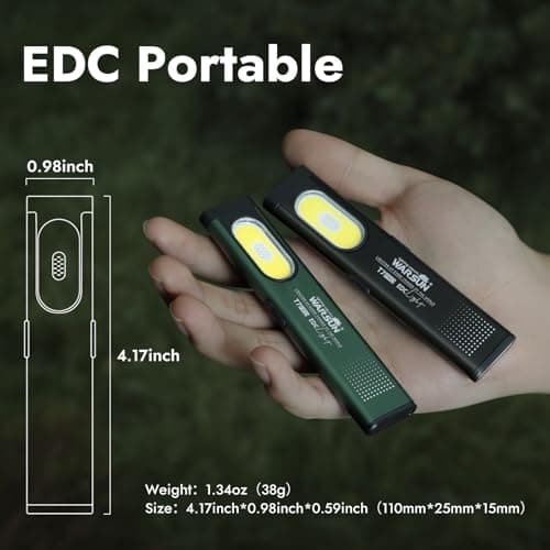 WARSUN T7 Rechargeable Pocket Torch, Slim EDC Flashlight with USB-C Charging, Magnetic Base & Clip, Lightweight Portable LED Torch for Everyday Carry, Night Walking, Camping, Work & Emergency — view 2