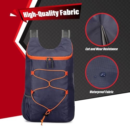 Sahunfri 2 Pcs Ultra Lightweight Backpack, Foldable Backpack Water Resistant Travel Rucksack, Multi-Functional Foldable Backpacks Womens Men For Camping, Hiking, Biking (Black Dark-blue) — view 2