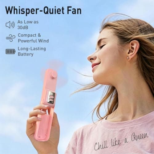 CAPITLUMINE Handheld Fan with LED Display & Night Light, USB Rechargeable Portable Ultra-thin foldable design, 20H battery, LED display & night light. Perfect for travel, office, camping (Purple) — view 2