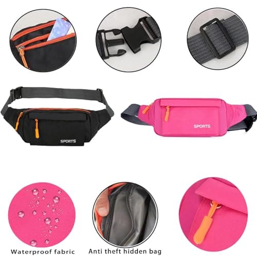 Bumbag Waist Fanny Pack Running Belt for Men Ladies，Against Theft Money Belt for Outdoors Workout Hiking Traveling Gifts for Men Women — view 2