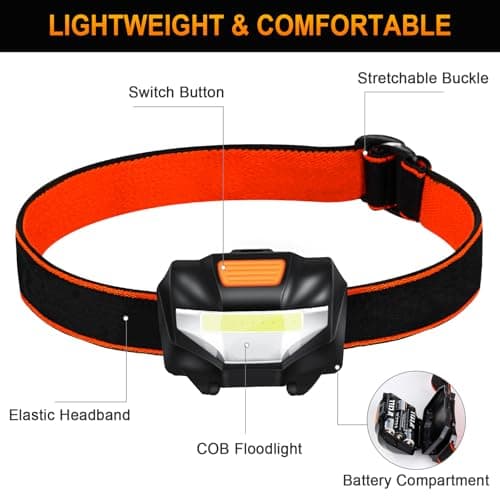 Detake Kids Head Torch, 2 Pack Super Bright Lightweight LED Headlamp — view 5